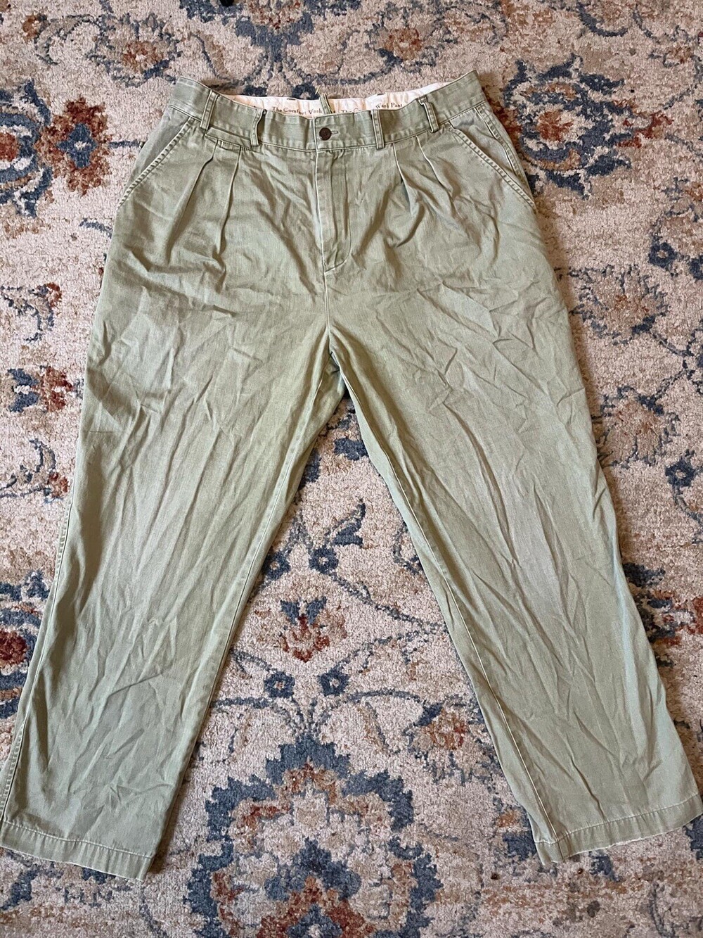 The Territory Ahead Men's Green Cotton Flat Front Hiking Pants Size 32x27